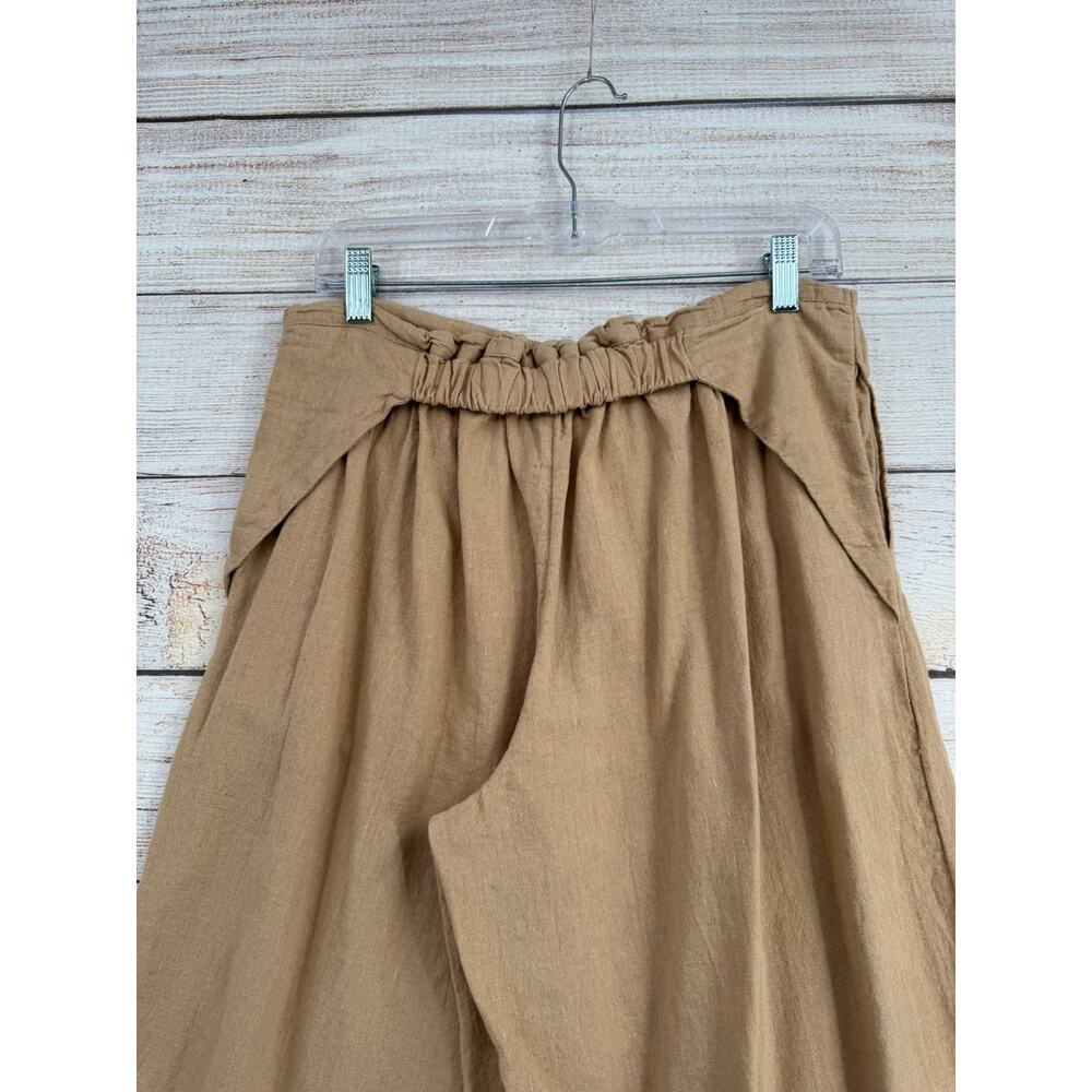 Free People Free EST Linen Blend Wide Leg Pull On Pants Womens Small Beige Tan - Picture 4 of 13